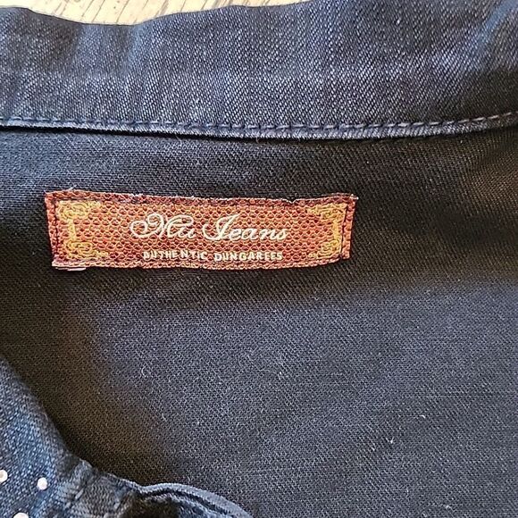 Black studded denim jacket size M dungarees - Picture 8 of 14